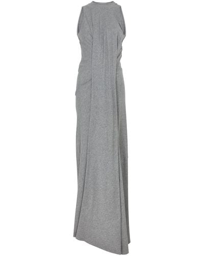 Victoria Beckham Draped Cotton-Jersey Maxi Dress - Gray