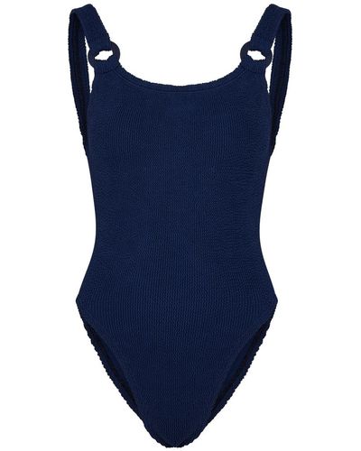Hunza G Domino Seersucker Swimsuit - Blue
