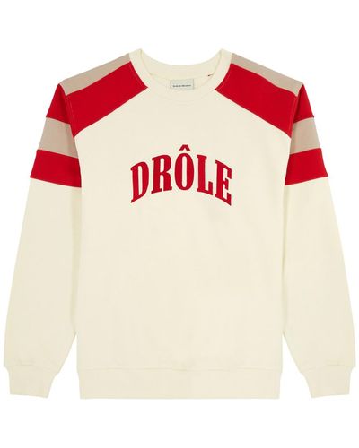 Drole de Monsieur Drôle Sport Striped Cotton Sweatshirt - White