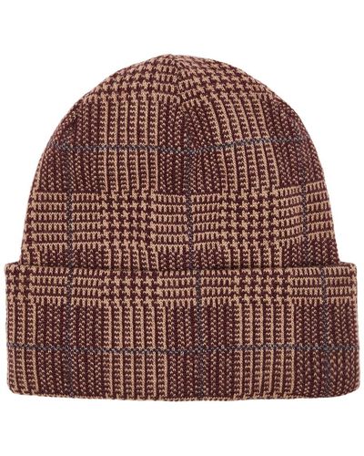 Inverni Checked Wool And Cashmere-blend Beanie - Brown