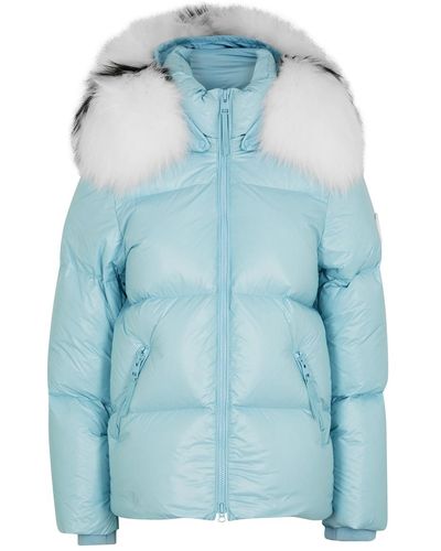 ARCTIC ARMY Fur-trimmed Quilted Shell Jacket - Blue