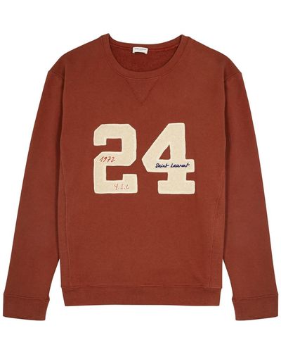 Saint Laurent 24 Logo-embroide Cotton Sweatshirt - Red