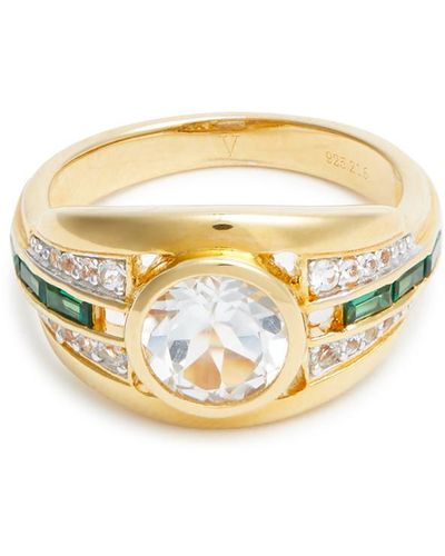 V By Laura Vann The Olive 18kt Gold Vermeil Ring - White