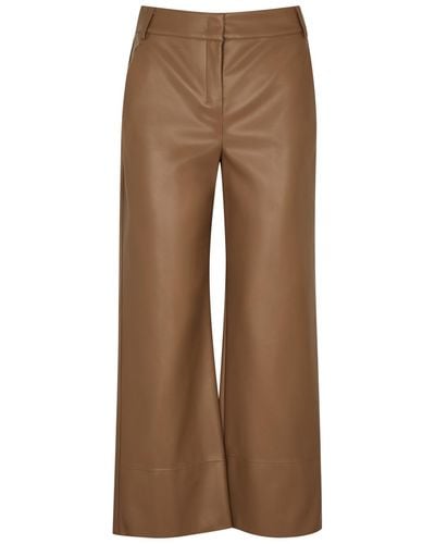 Max Mara Soprano Cropped Faux Leather Trousers - Brown