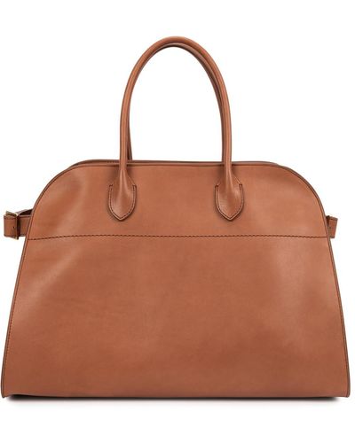 The Row Soft Margaux 15 Leather Tote - Brown