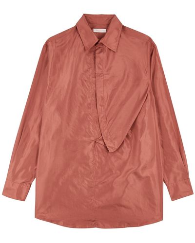 Valentino Brown Silk-taffeta Shirt