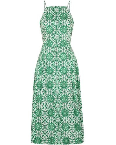 Borgo De Nor Goreti Printed Cotton Midi Dress - Green