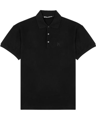 Palm Angels Logo-Embroidered Piqué Cotton Polo Shirt - Black