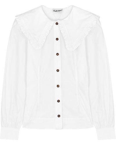 Ganni Cotton-Poplin Shirt - White