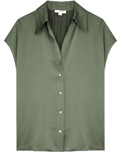 Vince Silk-Satin Shirt - Green