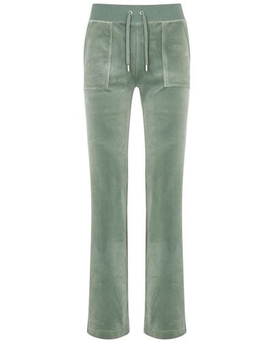 Juicy Couture Del Ray Logo Velour Joggers - Green