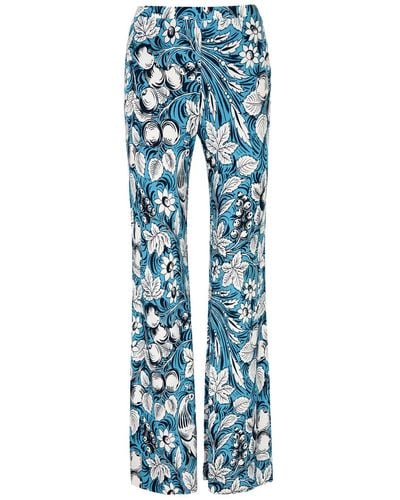 Diane von Furstenberg Brooklyn Floral-Print Jersey Pants - Blue