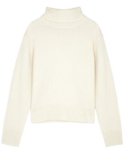 FRAME Roll-neck Cashmere Sweater - White