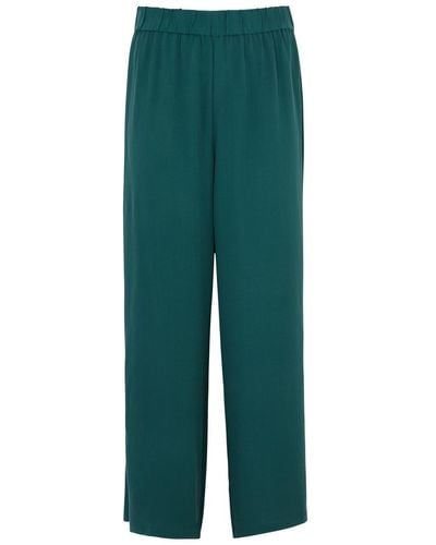 Eileen Fisher Straight-Leg Silk Pants - Green