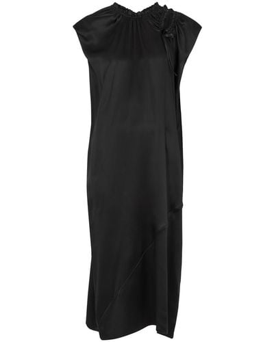 Simone Rocha Bow-embellished Silk-satin Midi Dress - Black