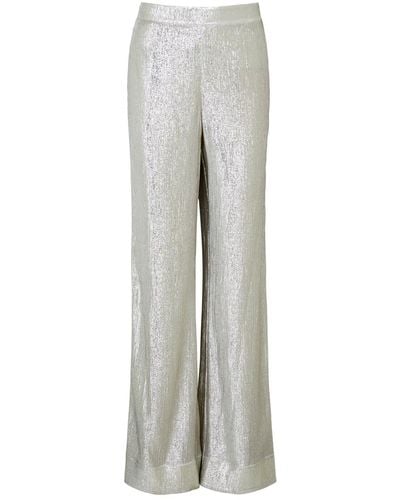 The Vampire's Wife The Sacrificial Suit Lamé Wool-blend Trousers - Grey