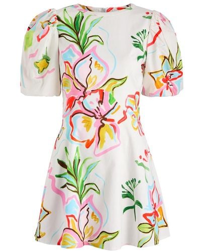 Olivia Rubin Ria Floral-Print Cotton Mini Dress - White