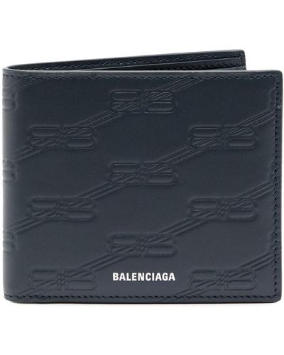 Balenciaga Logo-debossed Leather Wallet - Blue