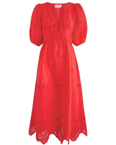 Evi Grintela River Eyelet-Embroidered Linen-Blend Midi Dress