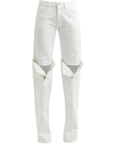 Coperni Open-Knee Straight-Leg Jeans - White