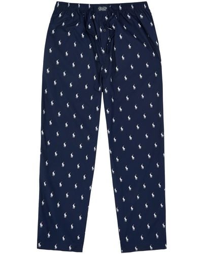 Polo Ralph Lauren Logo-Print Cotton Pajama Pants - Blue