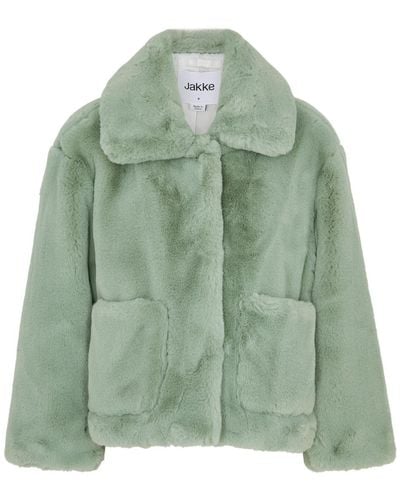 Jakke Traci Faux Fur Jacket - Green