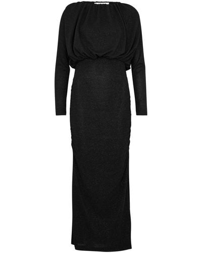 Day Birger et Mikkelsen Marion Ruched Metallic-knit Midi Dress - Black