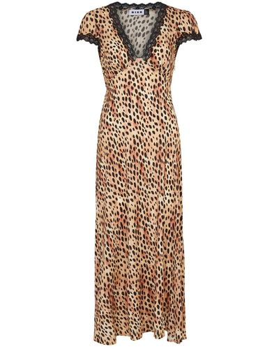 RIXO London Clarice Leopard-print Satin Night Dress - Metallic