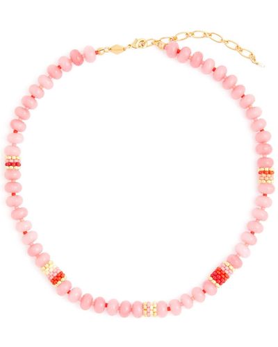 Anni Lu Barrel 18kt Gold-plated Necklace - Pink