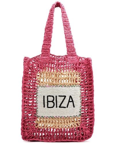 De Siena Ibiza Beaded Crochet Tote - Red