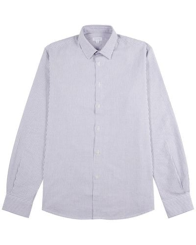 Sunspel Striped Cotton Oxford Shirt - Purple