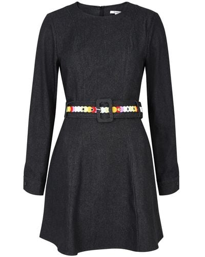 Olivia Rubin Paola Belted Denim Mini Dress - Black