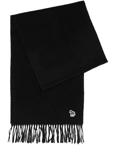 Paul Smith Logo-embroidered Wool Scarf - Black