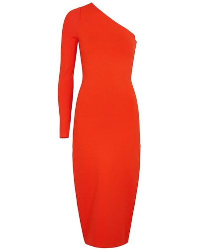 Victoria Beckham Vb Body One-Shoulder Stretch-Knit Midi Dress - Red