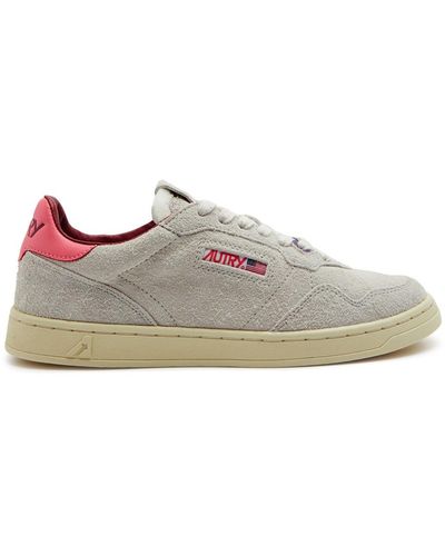Autry Medalist Flat Panelled Suede Trainers - Grey