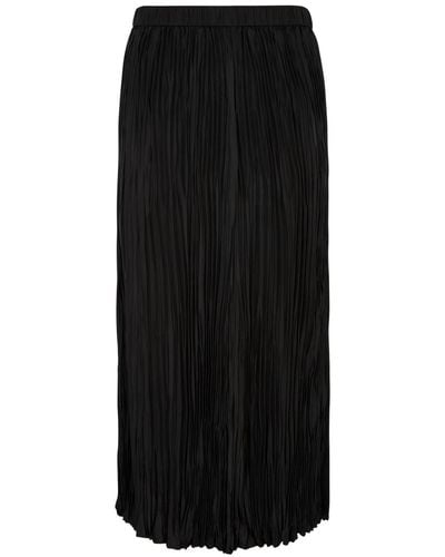 Eileen Fisher Plissé Silk Midi Skirt - Black