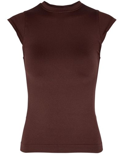 Prism Rouse Ribbed Stretch-jersey Top - Brown