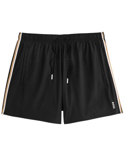 BOSS Iconic Logo Shell Swim Shorts - Black
