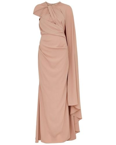 Talbot Runhof Cape-effect Draped Gown - Natural
