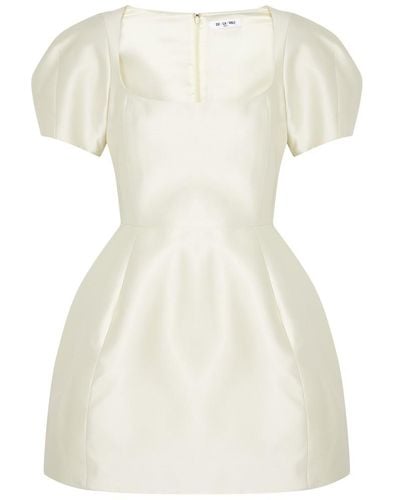 De La Vali Cannoli Satin-Twill Mini Dress - White