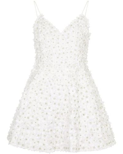 Alice + Olivia Domenica Floral-Embellished Satin Mini Dress - White