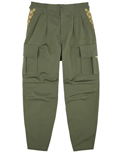 Gucci Panelled Cotton Cargo Trousers - Green