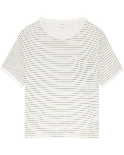 FRAME Striped Linen T-Shirt - White