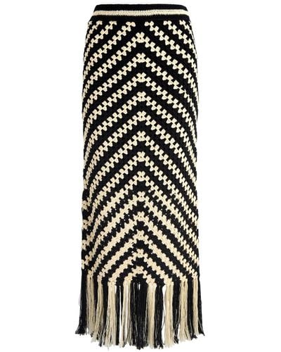 Zimmermann Halliday Striped Crochet Midi Skirt - White