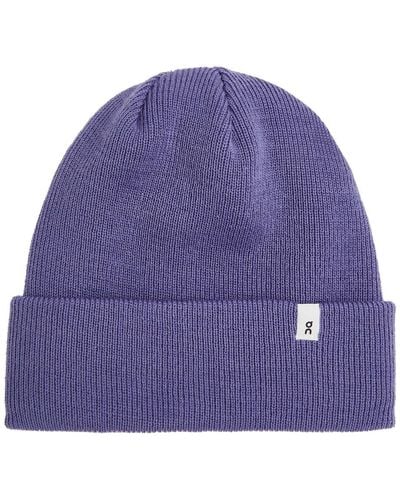 On Shoes Ribbed Wool Beanie - Purple