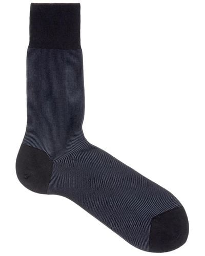 FALKE Fine Shadow Ribbed Cotton-Blend Socks - Black