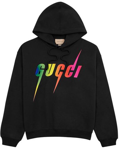 Gucci Blade Logo Hooded Cotton Sweatshirt - Black