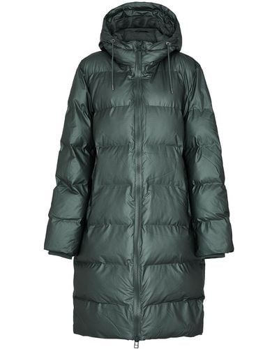 Rains Quilted Rubberised Shell Coat - Green