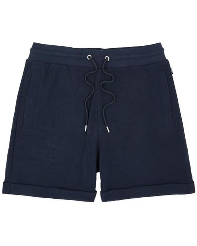 BOSS Lasdun Ribbed Cotton Shorts - Blue