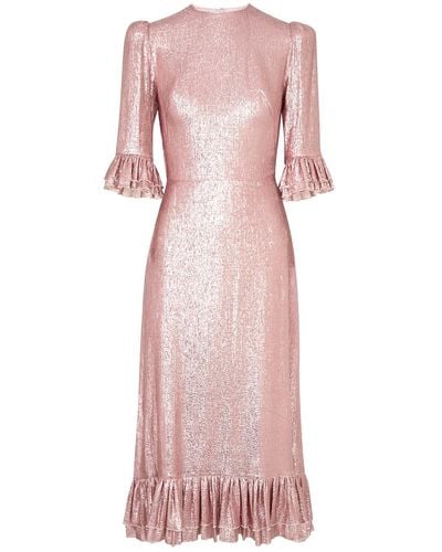 The Vampire's Wife The Falconetti Lamé Wool-blend Midi Dress - Pink
